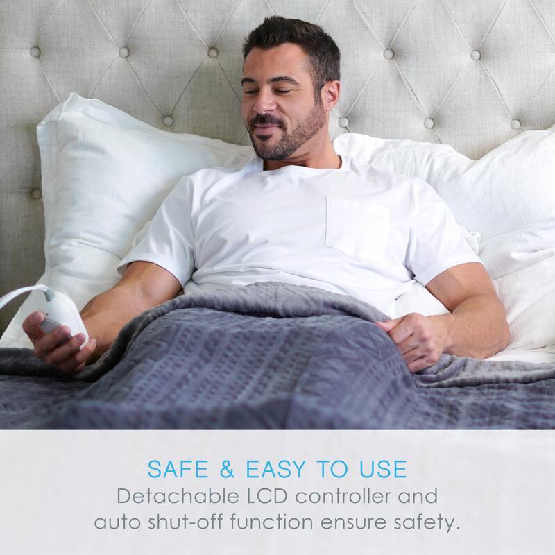 Pure Enrichment® Heated Micromink & Velvet 72" x 84" Deluxe Electric Blanket (Full Size) Bed